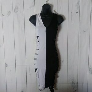 Body Central black and white bodycon dress small